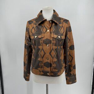 Insight New York Womens Geometric Vegan Leather Jacket Size 8